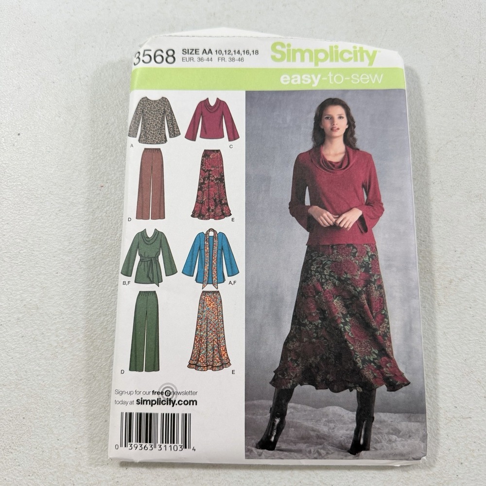 SIMPLICITY PATTERN #3568 - TOPS‎ PANTS SKIRTS - SIZE AA 10-18 NEW